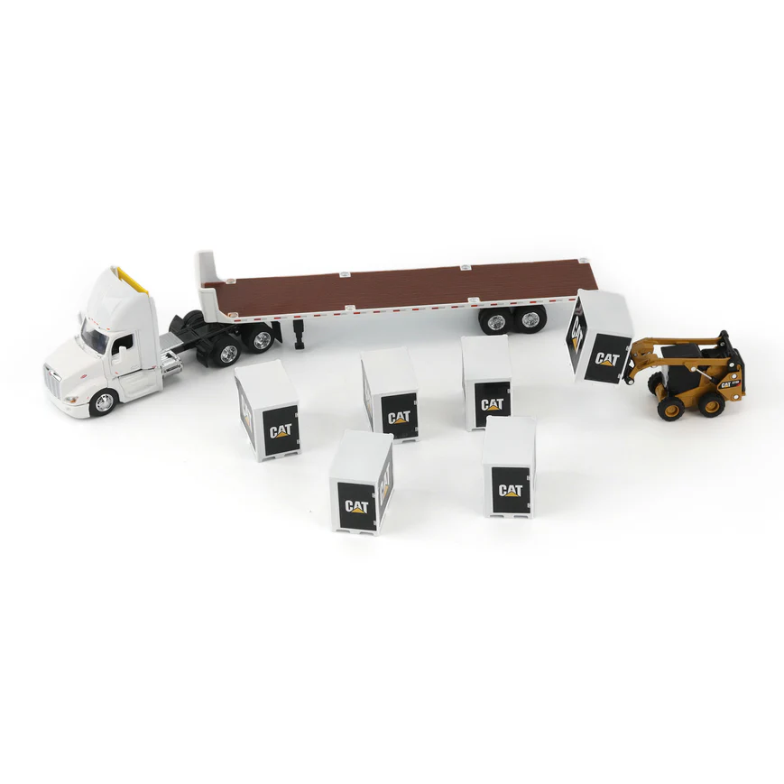 1:64 Peterbilt 579 con trailer y mini cargador Caterpillar